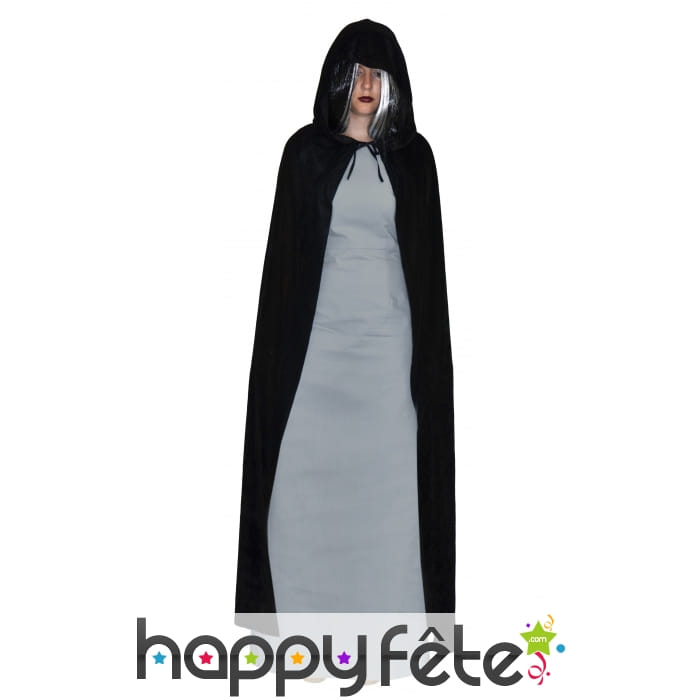 Longue cape noire avec capuche