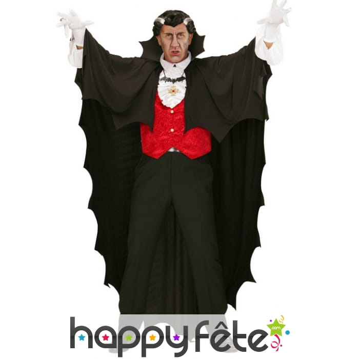 Longue cape noire de vampire, 150cm