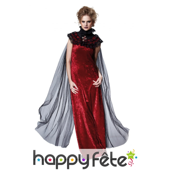 Longue cape noire en voile pour femme