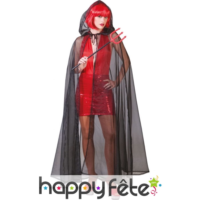 Longue cape noire transparente