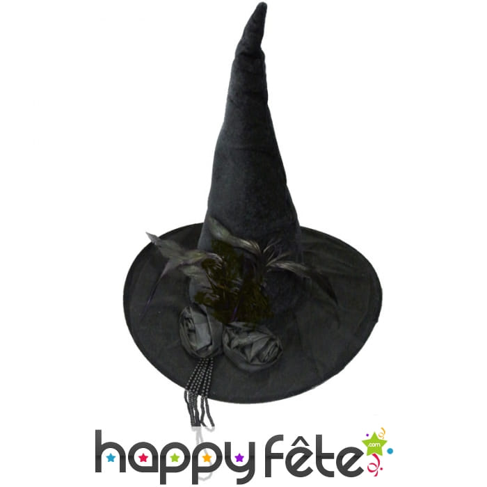 Luxueux Chapeau noir pointu de sorcière