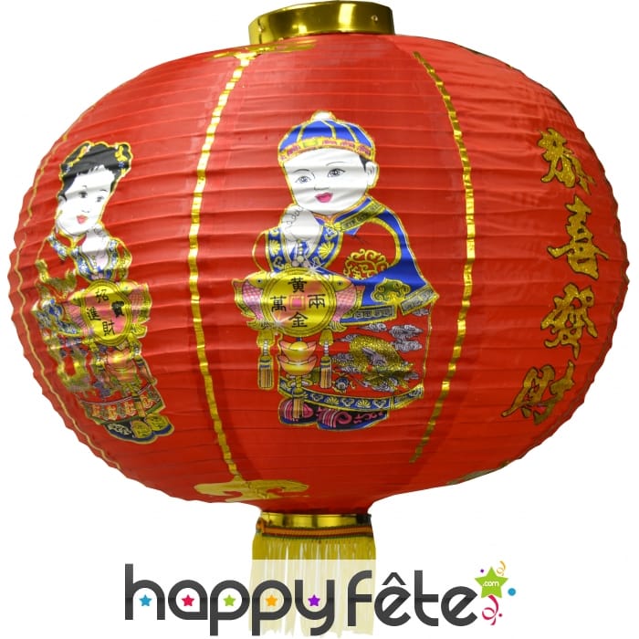 Lanterne chinoise rouge "Bonne chance"