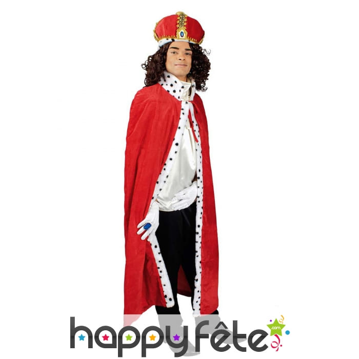 Longue cape rouge de roi pour adulte