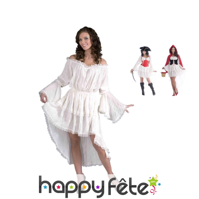 Longue chemise robe blanche en dentelle