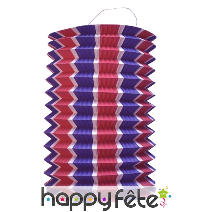 Lampion cylindrique tricolore, blanc bleu rouge