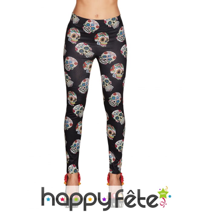 Legging coloré têtes de mort Dia de los muertos