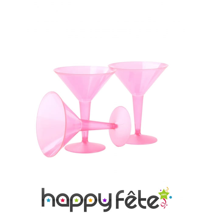 Lot de 10 verres roses à martini, en plastique