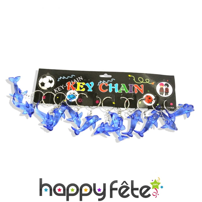 Lot de 12 porte clés dauphin transparent