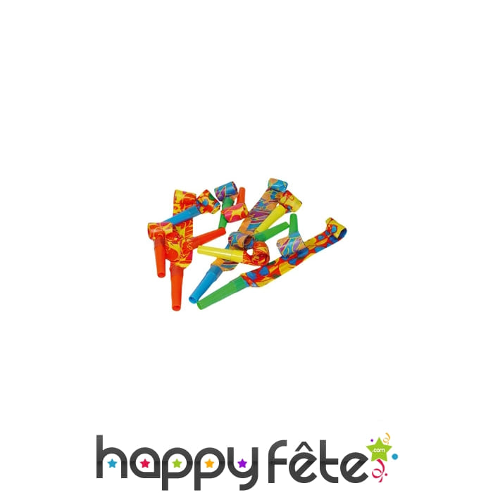 Lot de 12 sifflets sans gênes multicolores