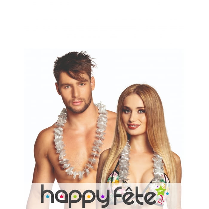 Lot de 20 colliers de fleur Hawaïen argentés