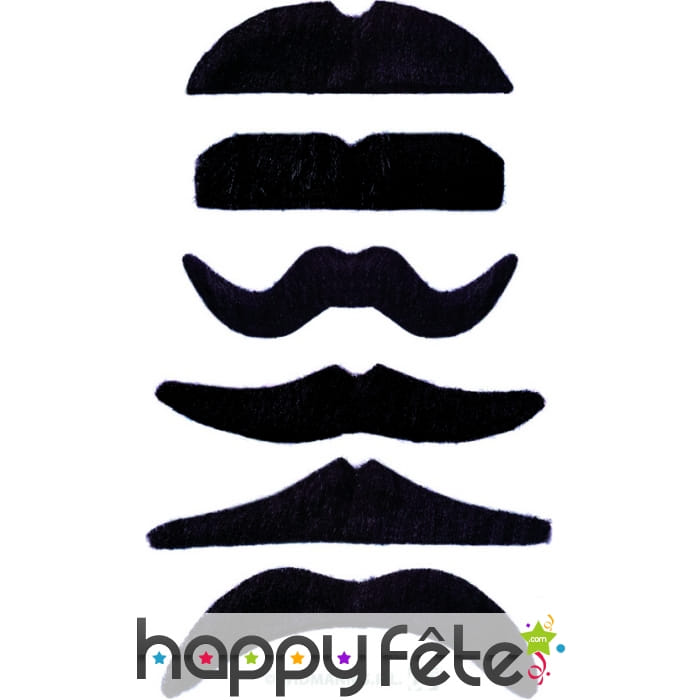 Lot de 24 moustaches noire auto-adhésives