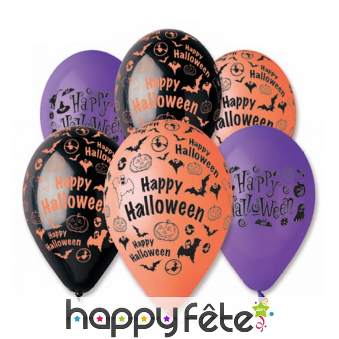 Lot de 6 ballons halloween imprimés