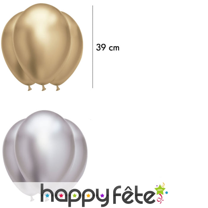 Lot de 6 Ballons satinés, 39 cm