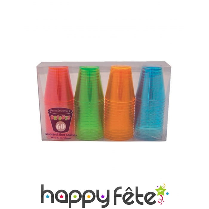 Lot de 60 verres shooter en plastique coloré