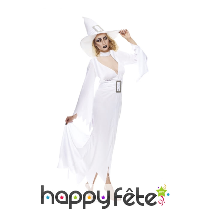 Long déguisement blanc de sorcière