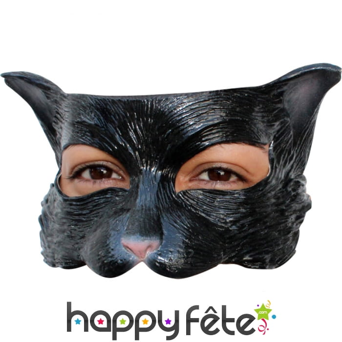 Loup de chat noir en latex