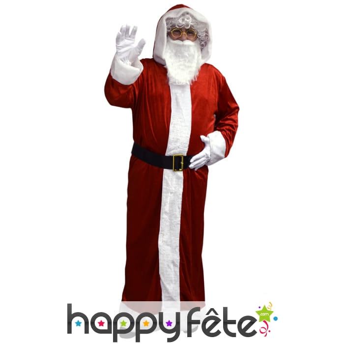 Long déguisement de père noel en velour