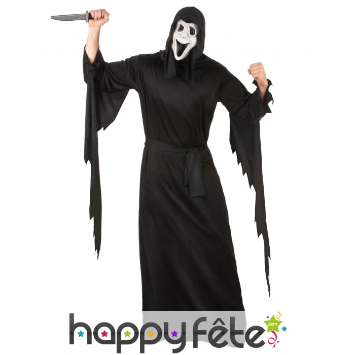Masque Scream En Plastique ABS Avec Cagoule Intégrée - 30 Cm - Déguisement Halloween Terrifiant Et Confortable