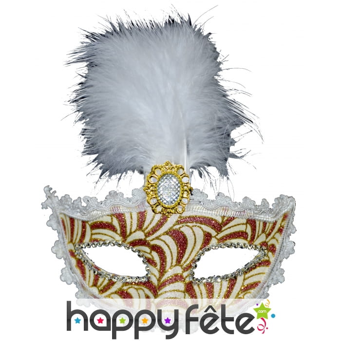 Loup de marquise en dentelle et plume