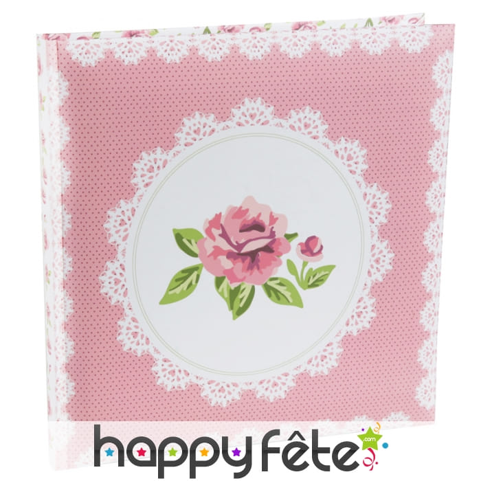 Livre d'or rose imprimé dentelle et rose, 24cm