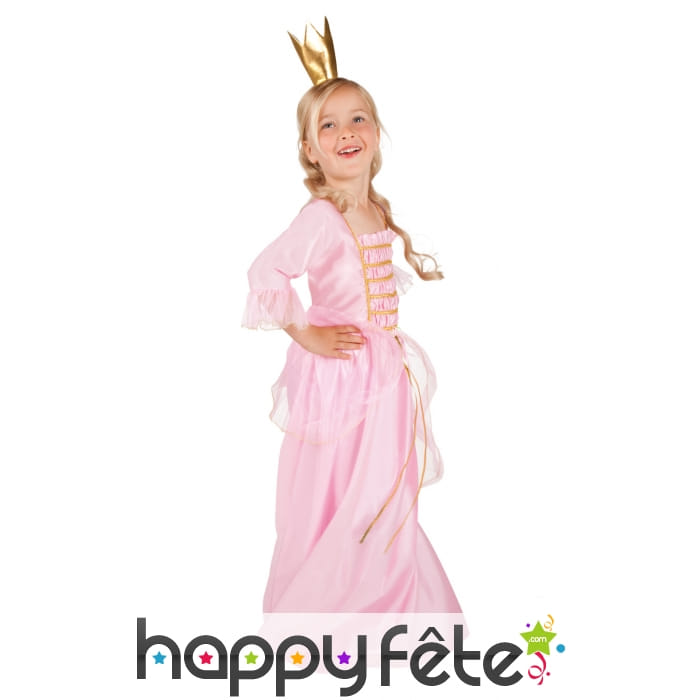 Long déguisement rose uni de princesse pour fille