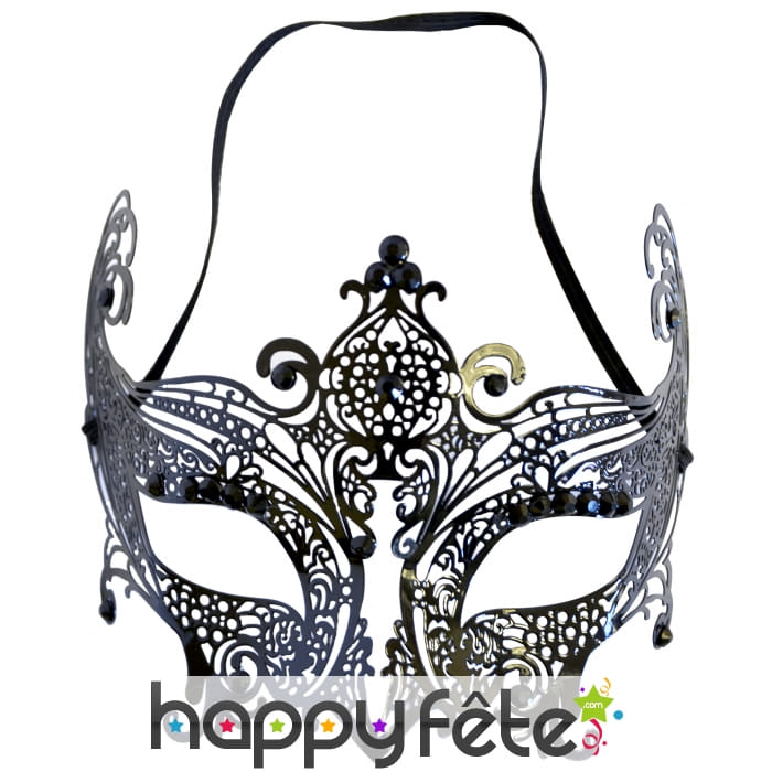 Loup dentelle super luxe metal avec pierres noires