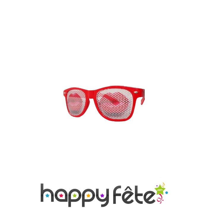 Lunettes de soirée avec lèvres rouges imprimées