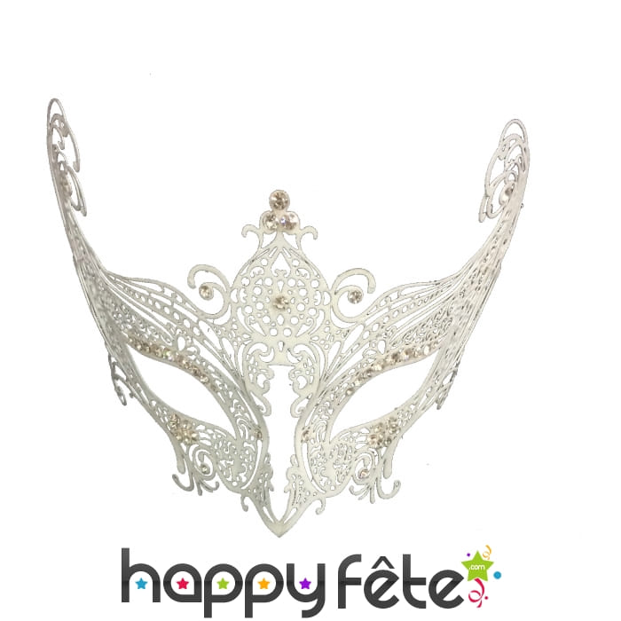 Loup en dentelle argenté métallique