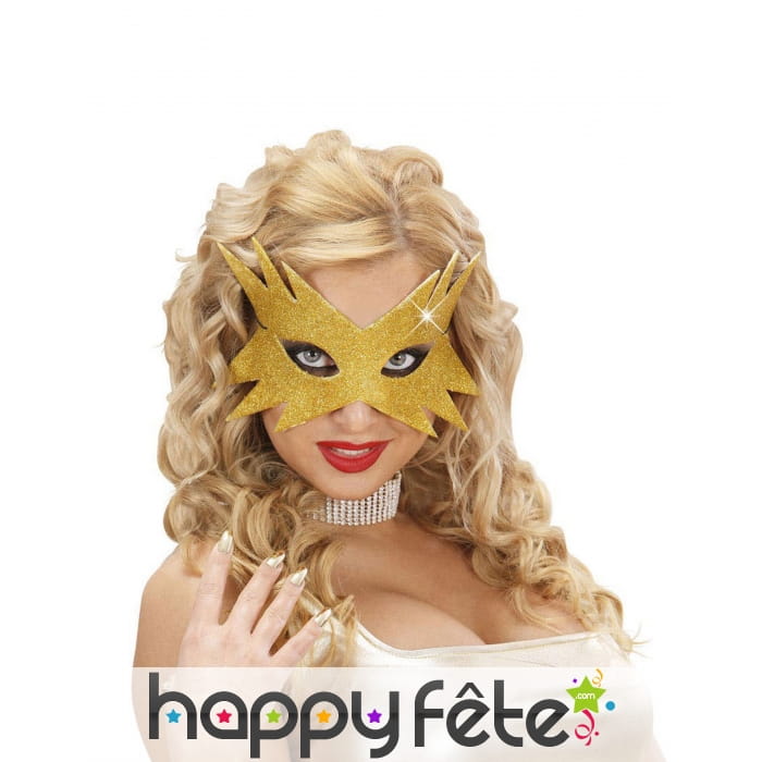 Loup étoile pailletée dorée