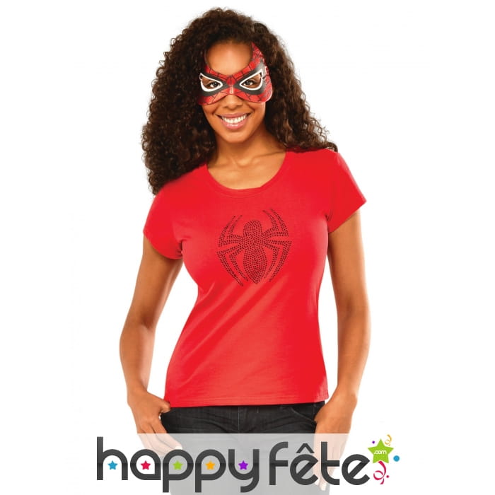 Loup et T-shirt à strass de Spiderman pour femme