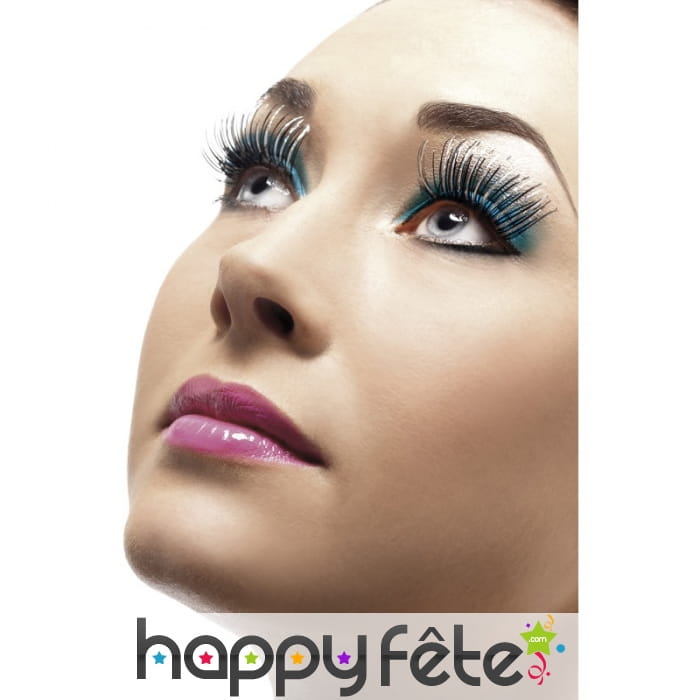 Longs faux cils noir argent