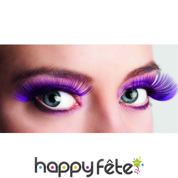 Longs faux cils violets, auto-adhésifs