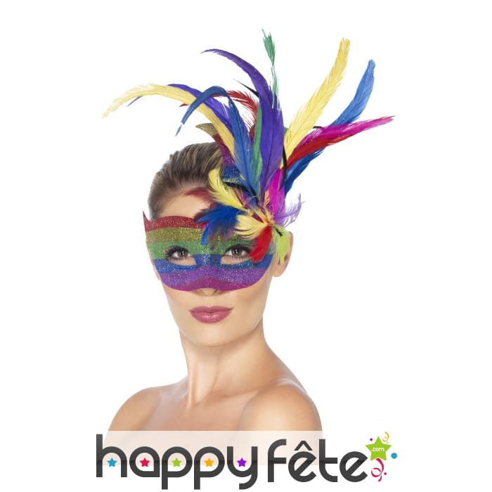 Loup femme gay pride à plumes