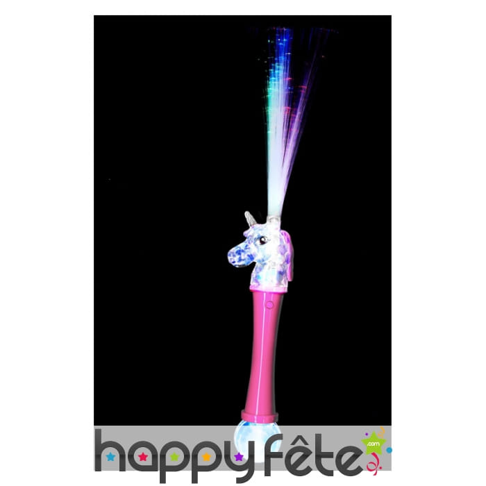 Licorne fibres optiques, rose et bleue