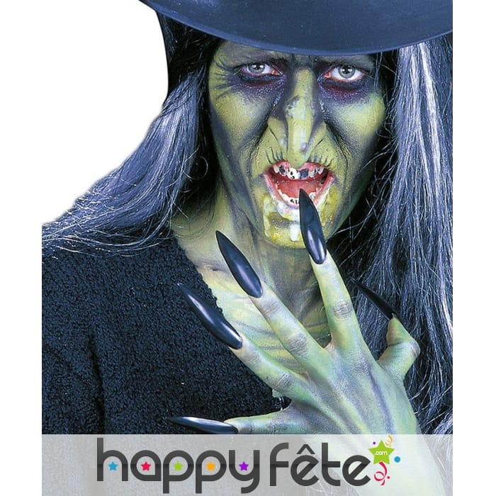 Longs faux ongles noirs de sorcière