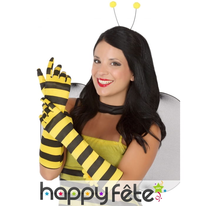 Longs gants abeille rayés pour femme