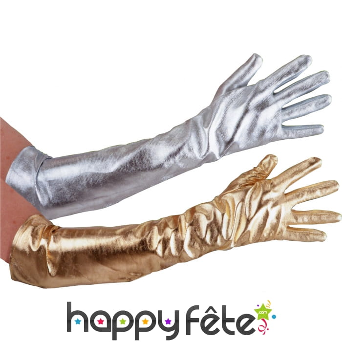 Longs gants argentés de star