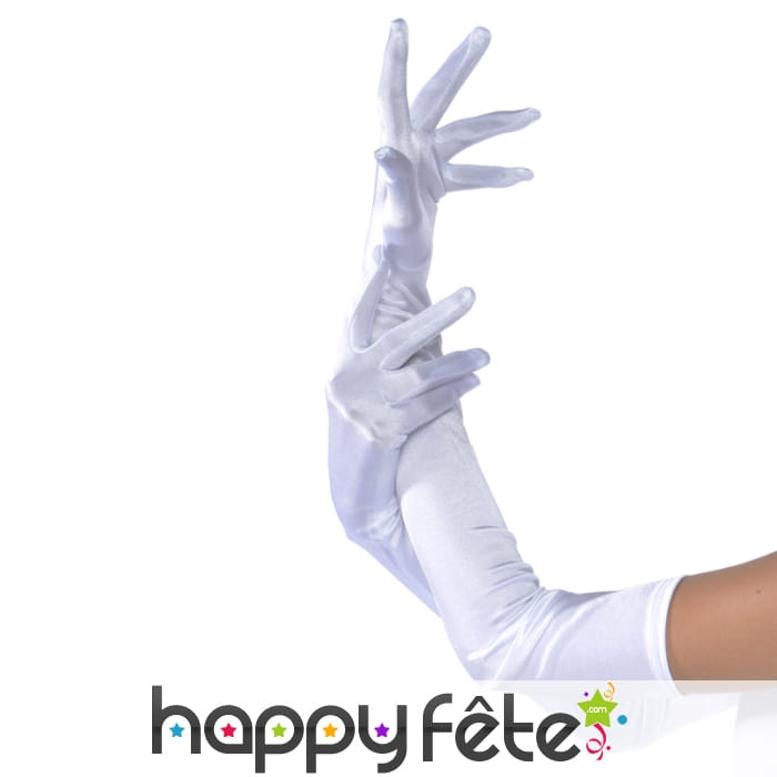 Longs gants blancs strecth de 58cm