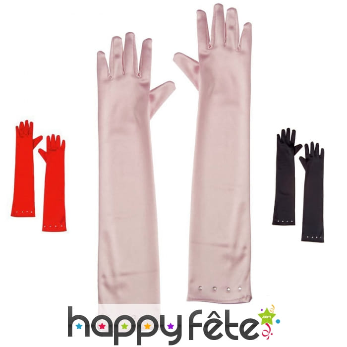 Longs gants décorés de strass pour enfant