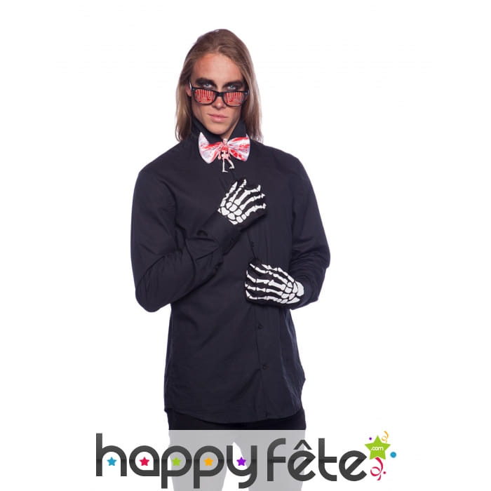Lunettes, gants et noeud papillon Halloween homme
