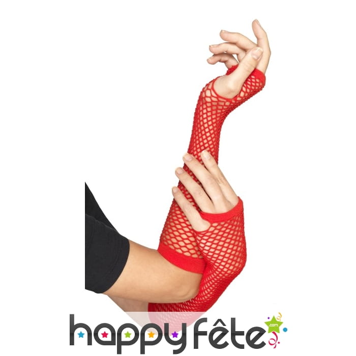 Longs gants filet rouge