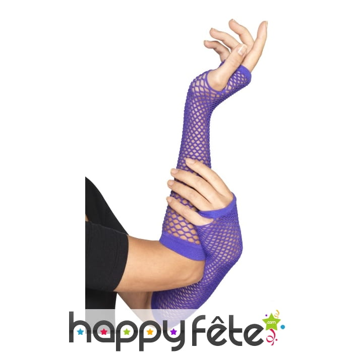 Longs gants filet violet