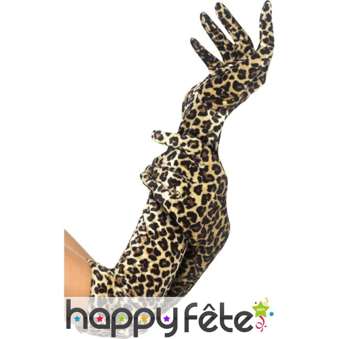 Longs gants imprimé léopard 50 cm