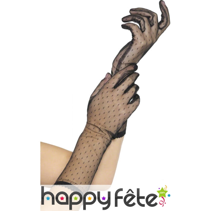 Long gants noirs en dentelle