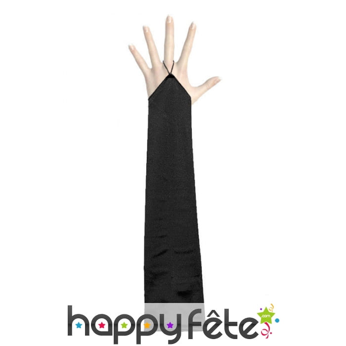 Longs gants noirs sans doigts
