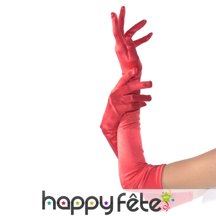 Longs gants rouges stretch, qualité supérieure