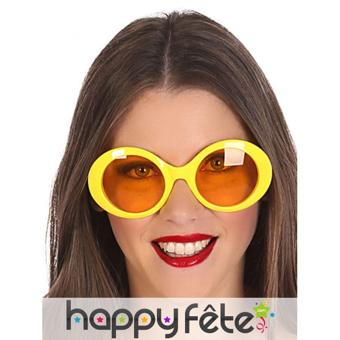 Lunettes hippies avec monture jaune