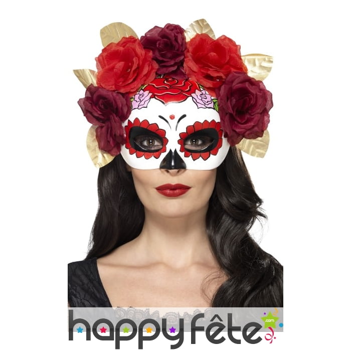 Loup jour des morts décoré de fleurs