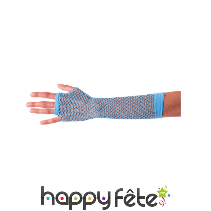 Longues mitaines bleues en résille