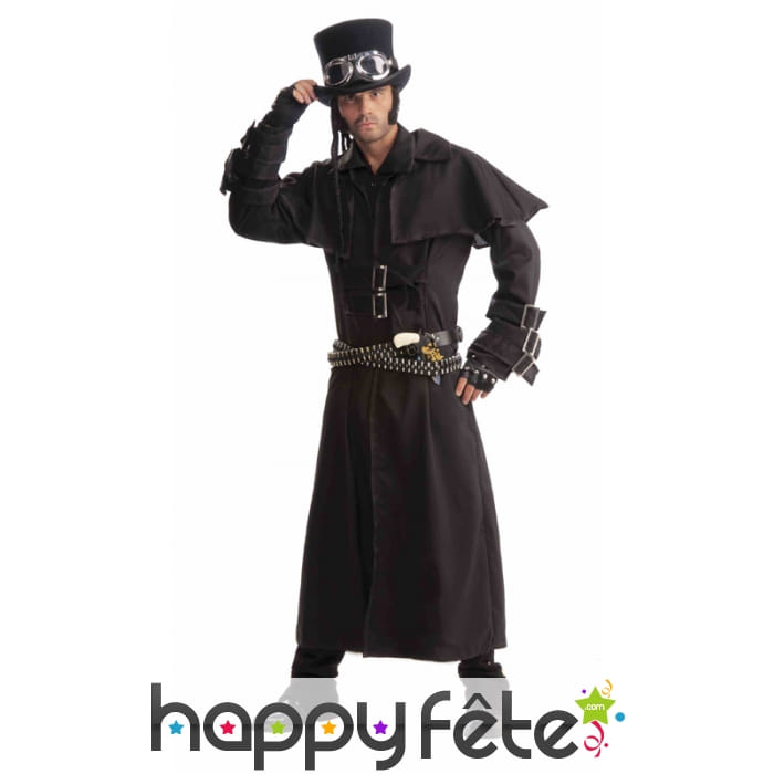 Long manteau noir steampunk